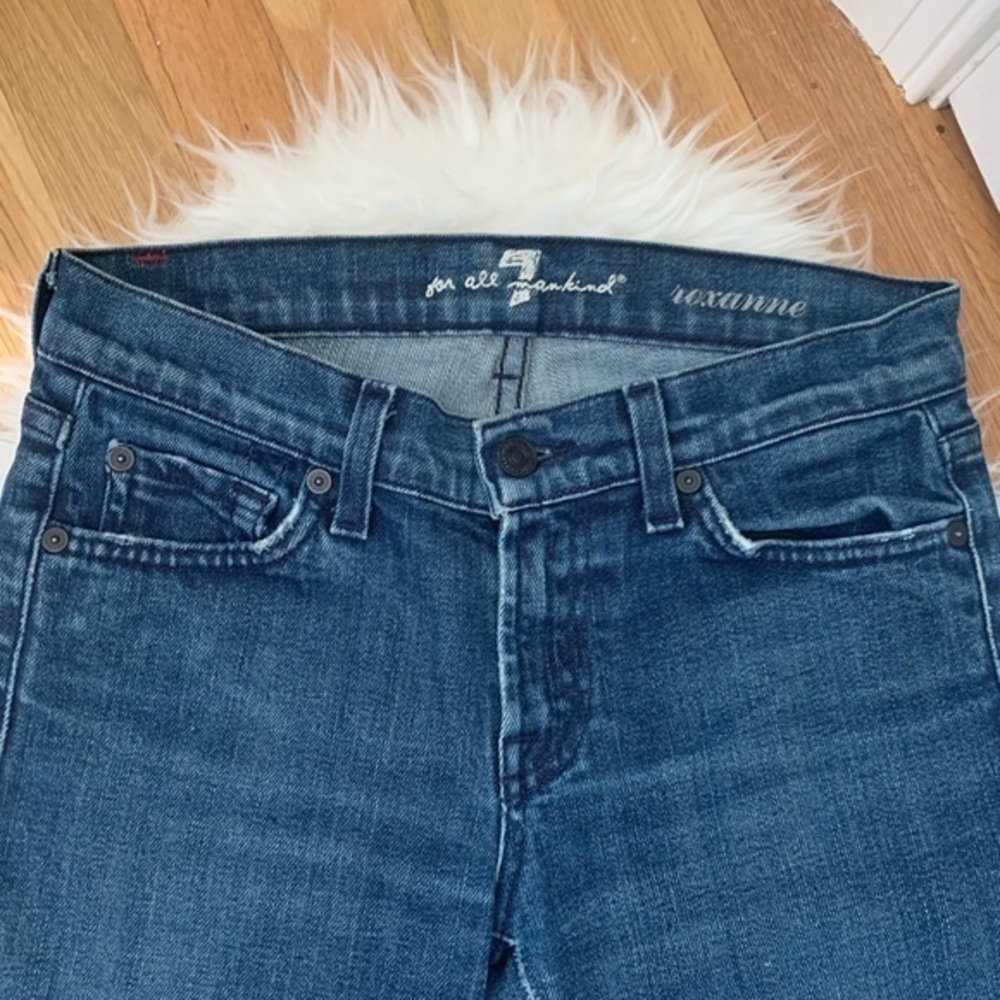 7 For All Mankind Roxanne Medium Blue Wash Denim Skinny Jeans Size 26